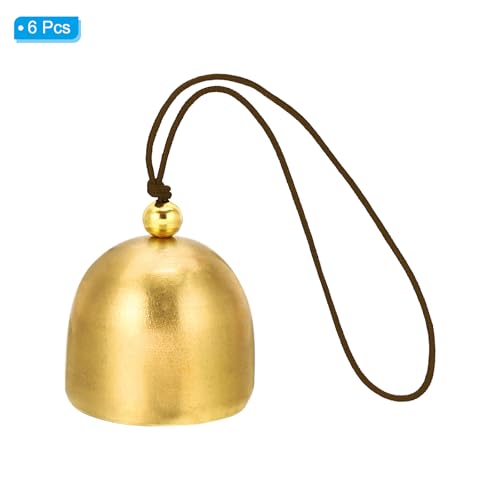 PATIKIL 6 Pcs Wind Chime, Hanging Bells Temple Bells Retro Outdoor Hanging Metal Chinese Wind Chime Round for Outside Garden Camping, Gold Brown - color: Gold Brown