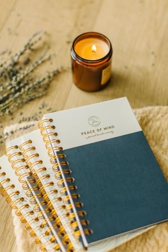 Promptly Journals, Peace of Mind: A Journal to Calm Anxiety (Navy Blue, Linen/Leatherette) | Anxiety Relief | Mental Health Journal | Anxiety Self-Help Journal | Anxiety Coping Journal - color: Navy Blue