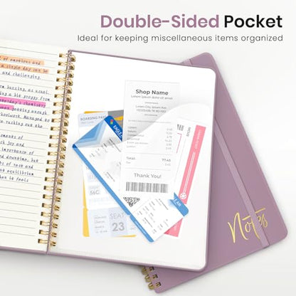 Lined Spiral Journal Notebook for Women, A5 College Ruled Journals for Writing, Hardcover Notebooks for Work, Note taking and Office School Supplies,140 Pages - Purple