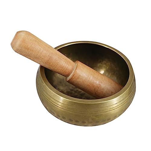 Buddhist Sound Therapy Bowl Meditation Bowl with Chime Stick Size 13cm Handmade - size: 13*13CM