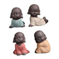 MAGICLULU 4Pcs Zen Monk Figurine Decoration Ceramic Desktop Ornament for Tea Tray Calming Aesthetic for Home Office and Garden Decor