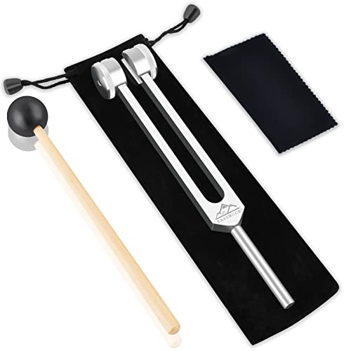 EastRock 128 Hz Tuning Fork with Silicone Hammer and Cleaning Cloth Instrument Teaching Medical Equipment Meditation Relaxation Sound Therapy Instrument - size: 128HZ