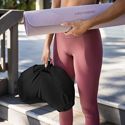 Retrospec Sedona Zafu Meditation Cushion Filled w/Buckwheat Hulls - Yoga Pillow for Meditation Practices - Machine Washable 100% Cotton Cover & Durable Carry Handle, Crescent, Black - color: Black, size: 1 Count (Pack of 1)