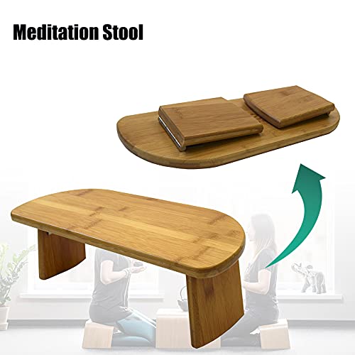 Lightweight and Durable Meditation Bench, Good Toughness Yoga Benchtop with Foldable Legs, Ergonomic Bamboo Zen Stool for Deep Meditation