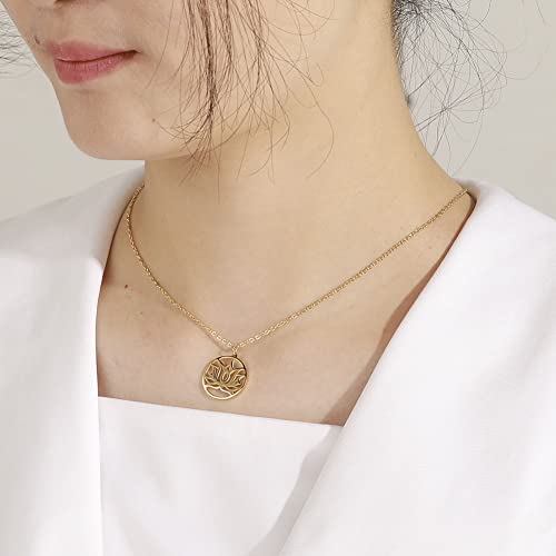 TEAMER Lotus Necklace Stainless Steel Flower of Life Necklace Yoga Meditation Pendant Inspirational Jewelry For Women - color: Style 4 - Gold
