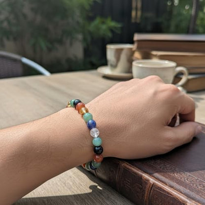 The Alchemist's Arcanum Adjustable Beaded Wrist Accessory for Men and Women, Stretch Fit Stone Bead Jewelry for Daily Wear and Gifting - color: 7CHAKRA