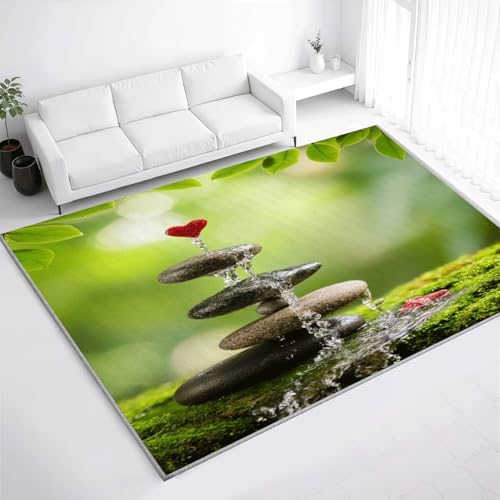 Zen Stone Rug 3x4, Meditation Area Rugs for Bedroom, Yoga Rugs for Boys Room, Low Pile Carpet for Computer Game Room Children's Room - color: Zen Stone, size: 3'x4' /36"x48"