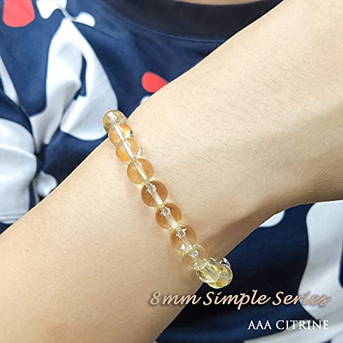 Morchic 8mm Genuine Gemstone Stretch Bracelet for Women Men Unisex, Natural Energy Crystal Stone Beads, Classic Simple Design Cuff Birthday Gift 7.5 Inch - color: Citrine