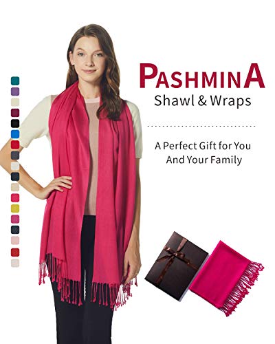 EURKEA Women's Scarf Pashmina Silky Soft Shawls Wraps Stole for Evening, Wedding and Gift - color: Hot Pink