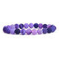 Justinstones Gem Semi Precious Gemstone 8mm Round Beads Stretch Bracelet 7 Inch Unisex - color: Purple Weathered Agate