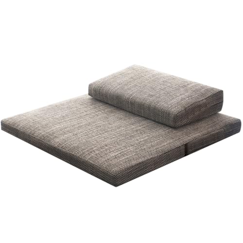 Portable Foldable Meditation Cushion Mat Set with Washable Cotton Linen Cover, Larger Yoga Mat Bolster Floor Pillows Seating for Adults Meditation Accessories coffee1-70CM - color: Coffee1, size: 70CM