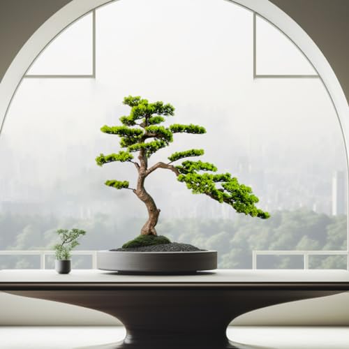 3ft（36in） Artificial Bonsai Tree Juniper Faux Plants Indoor Big Fake Plants Decor with Ceramic Pots for Home Table Office Desk Shelf Bedroom Living Room Decorations (Green)