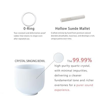 TOPFUND 8 inch F Note Crystal Singing Bowl Heart Chakra with Suede Mallet - color: F Note+Box, size: 8 inch