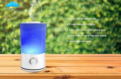 BlueHills Premium 2000 ML XL Large Essential Oil Diffuser Aromatherapy Humidifier for Large Room Home 40 Hour Run Huge Coverage Area 2 Liter Extra Large Capacity Huge Diffuser High Mist White E001 - color: White