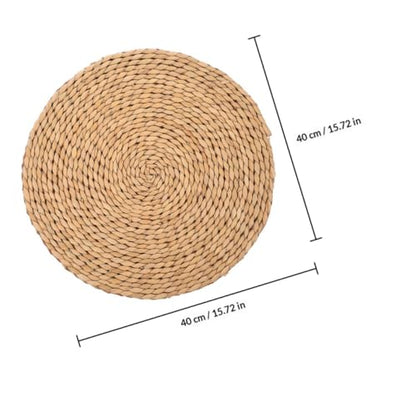 Woven Round Meditation Cushion Floor Pillow Thick Genuine Straw Pad 1.5cm Thick 40cm Diameter Indoor Seating Cushion for Yoga and Meditation