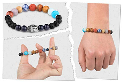 Karseer Buddha 7 Chakra Bracelet, Natural Crystals Stones Beaded Bracelet, Meditation Prayer Protection Jewelry Gift, Unisex