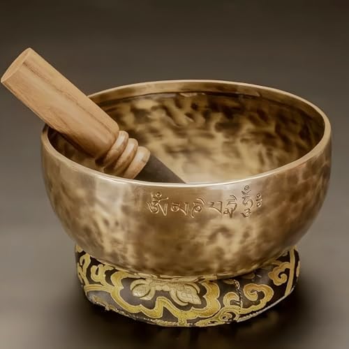 Fay Bless Handmade Tibetan Singing Bowl Set - Full Moon Nepalese Meditation Sound Bowl for Yoga, Chakra Healing, Sound Therapy, Stress Relief, Mindfulness and Home Decor (16CM) - size: 16CM