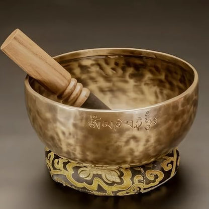 Fay Bless Handmade Tibetan Singing Bowl Set - Full Moon Nepalese Meditation Sound Bowl for Yoga, Chakra Healing, Sound Therapy, Stress Relief, Mindfulness and Home Decor (20CM) - size: 20CM