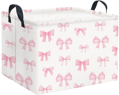 Rectangular Storage Basket Waterproof Storage Bin for Bedroom Collapsible Bin Books Box Basket Room Decor(Bowknot) - color: Bowknot