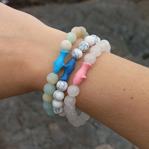 Fahlo Shark Tracking Bracelet – Track a Real Shark's Journey – Supports Wildlife Conservation – Elastic – on Interactive Mobile App Map – Unisex Ocean Conservation Gift - color: Lava Stone