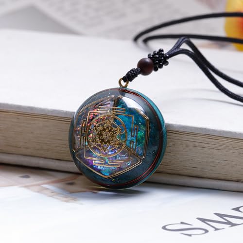 Da Piao Liang Sacred Geometry Orgone Pendant Necklace with Metatron's Cube & Mandala Design - SBB Copper Wire Energy Amulet, Black Adjustable 26-Inch Cord Chain for Spiritual Healing | Sacred Geometry Design, Metatron's Cube , Mandala, Adjustable Cord Cha