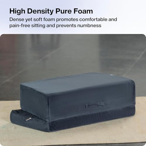 Meditation Cushion - Foldable Portable Large Size Meditation Yoga Block, Light Weight, Easy to Carry with Premium Removable & Washable Velvet Cover (Dark Grey)