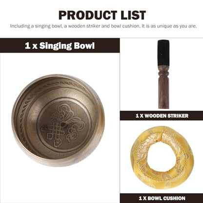 BESTonZON Tibetan Singing Bowl Spiritual Sound Bowl with Mallet and Cushion for Yoga Meditation Healing Mindfulness Portable Handheld