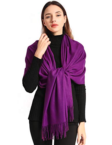 Pashmina Shawl Women Winter Scarf Warm Wedding Wraps Ladies Scarves for Evening Dresses - color: Purple