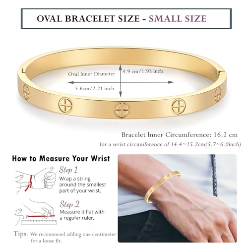 RIMRIVA 18K Gold-plated Bracelets for Women Friendship Love Bangle Bracelets Stainless Steel Bracelet Jewelry Birthday Gifts for Women Stocking Stuffers