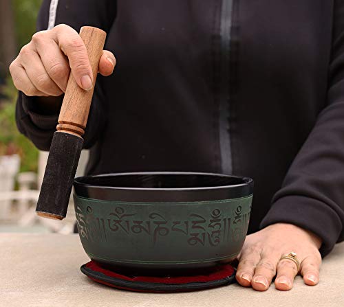 Tibetan Meditation Buddha Singing Bowl Mallet Mat Cushion Set (7 Inches, Buddha) - color: Buddha, size: 7 Inches