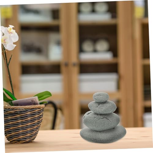 PRETYZOOM Japanese Garden Pebble Decor Zen Garden Ornaments Stacked Stone Decorations Decorative Rocks 2pcs Set