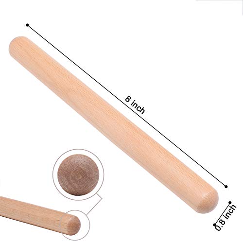 4 Pcs Musical Hand Percussion Instrument Set, Includes 1 Pair 8 Inch Rhythm Sticks Wood Claves and 1 Pair Wood Egg Shakers for Kids