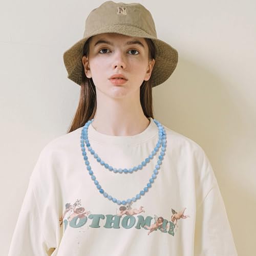 Beaded Necklace Hand Knotted for Woman - color: Aquamarine 1