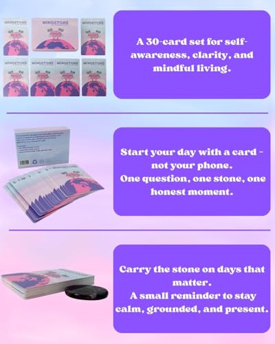 Affirmation Cards for Daily Confidence and Clarity Self Reflection Card Deck with Worry Stone for Morning Ritual & Mindfulness