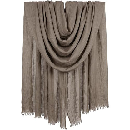 Women Summer Scarfs Large Long Lightweight Linen Beach Gauze Shawl Wrap 75”×43” - color: Khaki