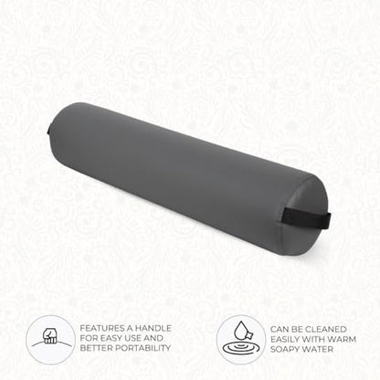 ForPro Full Round Bolster Pillow, Cool Grey, Oil and Stain-Resistant, for Massage and Yoga, 6” R x 26” L - color: Cool Grey