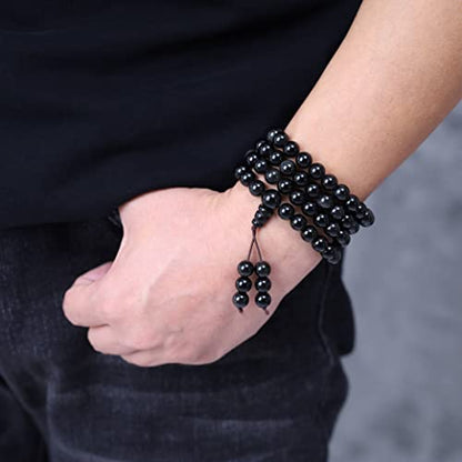 108 Beads Obsidian Stone Mala Bracelet Necklace - style: 8mm Onyx