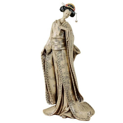 Touch of Class Miyoko Beauty Geisha Table Sculpture - Resin - Beige, Black, Red - Japanese Lady for Bedroom, Living Room, Dining Room, Bookshelf, Mantel, Office, Entryway, Foyer