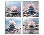 NAN Wind 4PCS Mordern Zen High-Definition Canvas Print Pink Lotus Stacked Zen Stones Spa Wall Art Easy-to-Hang Wall Art for Serene Home Deco Meditation Rooms Yoga Studios and Zen Enthusiasts