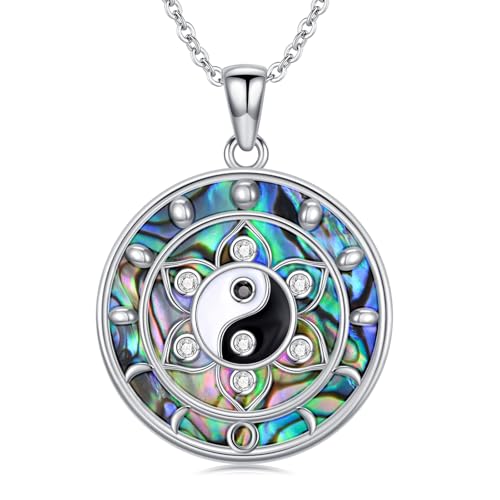 Lotus Necklaces for Women 925 Sterling Silver 7 Chakra/Yin Yang Pendant Necklace Spiritual Lotus Jewelry Birthday Yoga Gifts - style: Yin Yang-Lotus