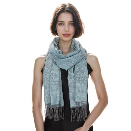 MUQU Women Pashmina Shawls and Wraps Scarf–Soft, Cozy, Lightweight and Versatile Wrap–Elegant Paisley Patterns–All Seasons