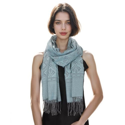 MUQU Women Pashmina Shawls and Wraps Scarf–Soft, Cozy, Lightweight and Versatile Wrap–Elegant Paisley Patterns–All Seasons