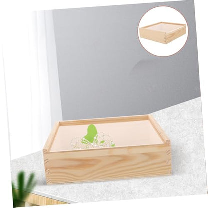 Alipis Acrylic Lid Wooden Box for Storage Jewelry Organizer Wooden Sliding Lid Space-saving Lightweight for Home Bedroom Travel
