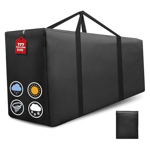 Extra Large Patio Outdoor Cushion Storage Bag Waterproof 68" L x 30" W x 20" H Outdoor Cushion Furniture Storage Bag with Handle and Protective Zipper (Black, 1 Pack) - color: Black, size: 1 Pack