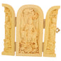 Happyyami Wood Buddha Statue Figurine Handcrafted Huangyang Wood 3-Compartment Box Home Decor for Meditation and Zen Spaces