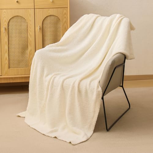bearberry Super Soft Fluffy Throw Blanket Lightweight Cozy Warm Bed Blankets for Couch Bed Sofa All Season (Cream, 60”x80”) - color: Cream, size: Twin(60″x80″)