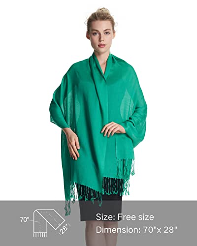 EURKEA Women's Scarf Pashmina Silky Soft Shawls Wraps Stole for Evening, Wedding and Gift - color: Green