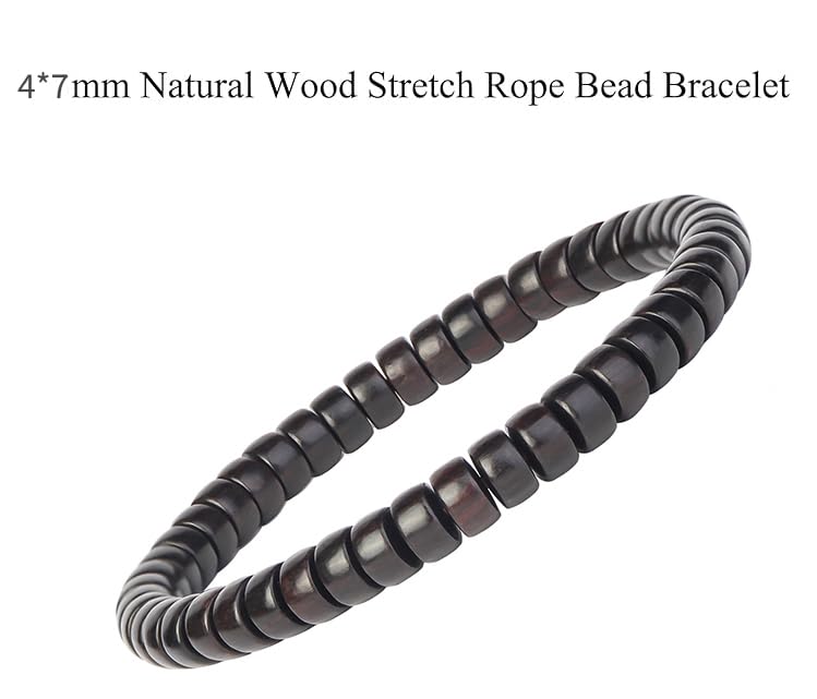 Prayer Bead bracelet Mala Beaded Bracelets for Men Women 12/15MM … - color: 4*7mm Barrel beads Ebony