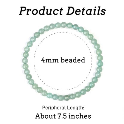 MAIBAOTA Healing Crystal Bracelet for Women Men, 8/4 mm Natural Stone Beaded Bracelets, Jewelry Birthday Gifts, Round Gemstones Stretch Bracelets - color: Green-Aventurine, size: 4 mm