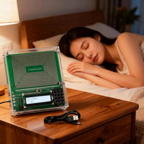 0.01Hz-20kHz Adjustable Schumann Resonance Generator, Schumann Sound Frequency Generator with Acrylic Case for Stress Relief, Relaxation, Sinusoidal&Square Wave, USB Powered, 5.9''*5.5''